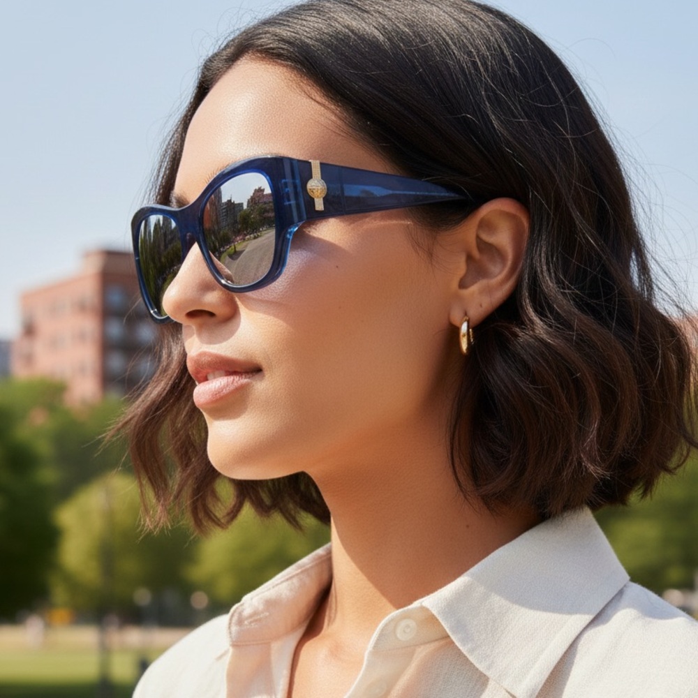 Shamballa Oversize tinted Sunglasses os in blue